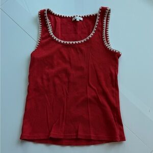 ZSupply Red Sleeveless Top with Trim Detail